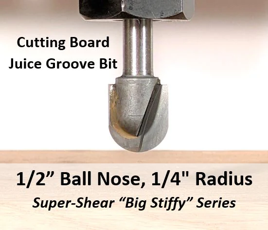 1/2" Ball Nose CNC Router Bit, Cutting Board Juice Groove Bit 1/4" Shank - Image 4