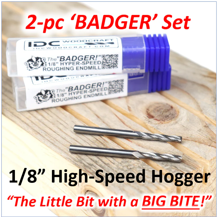 2-Piece Set "BADGER" 1/8 High-Speed Roughing CNC Router Bit, 1/8 Shank - Image 4