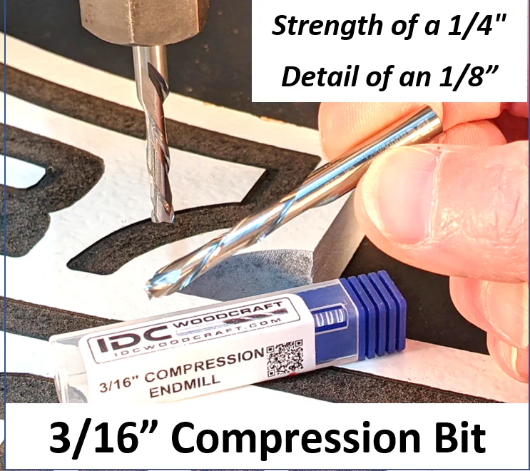3/16" Compression Bit For CNC Routers, 1/4" Shank - Image 5