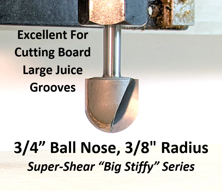 3/4" Ball Nose CNC Router Bit, Cutting Board Juice Groove Bit 1/4" Shank - Image 5