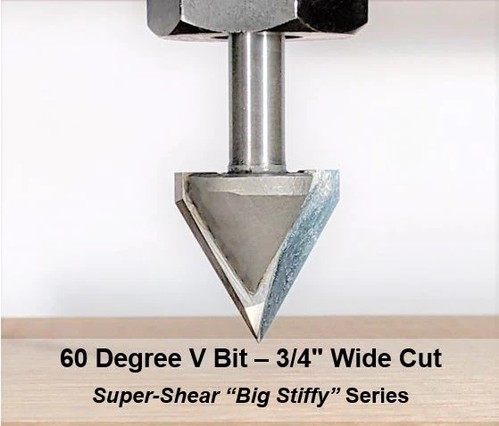 60 Degree V Grooving Bit for CNC Routers, 1/4 Shank - Image 4