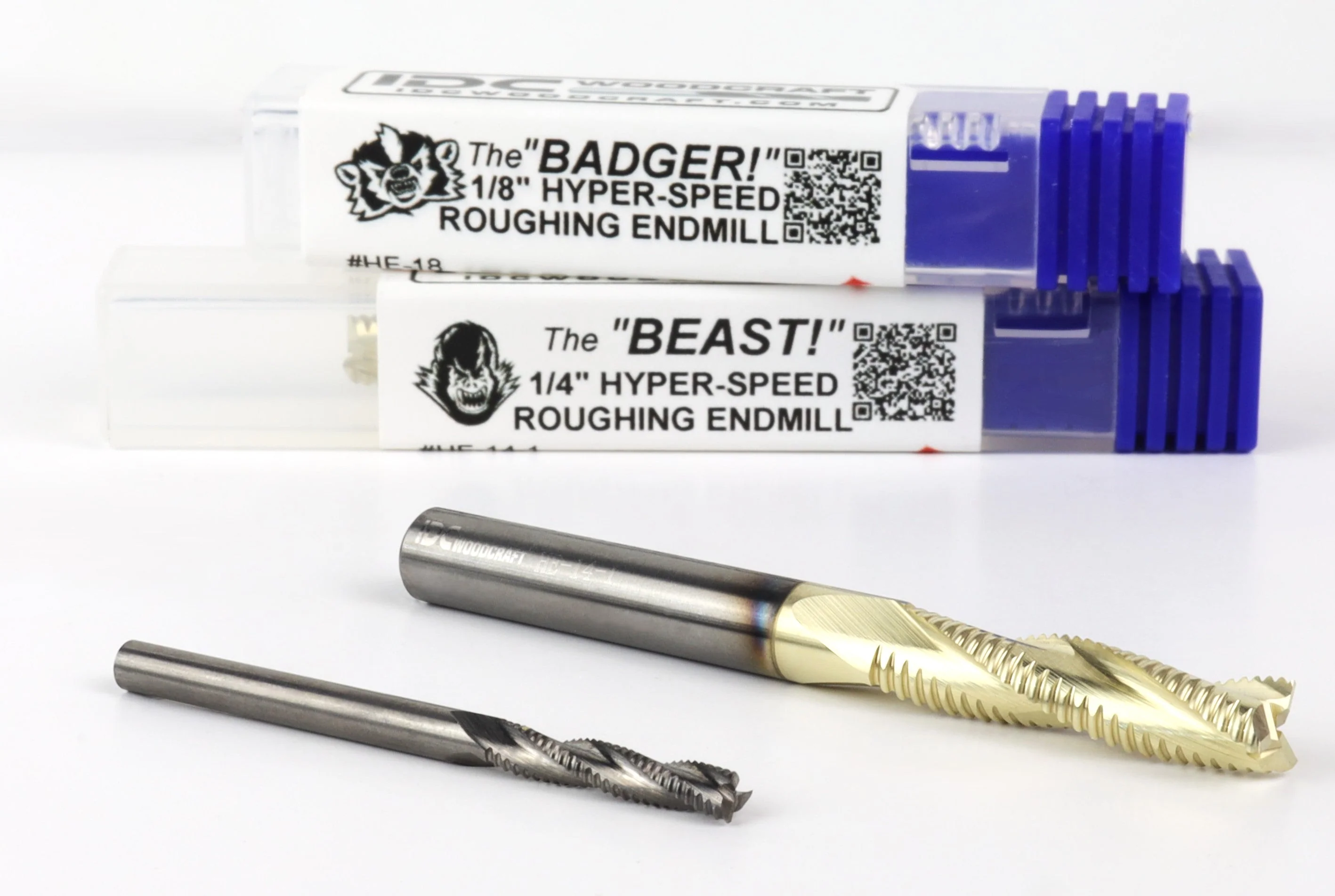 BEAST-BADGER Set, 2 High-Speed Roughing CNC Router Bits, 1/8 & 1/4 Shank - Image 2