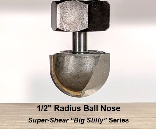 'Big Balls' 1" Ball Nose Rounding Bit, 1/2" Radius, 1/4 Shank - Image 5
