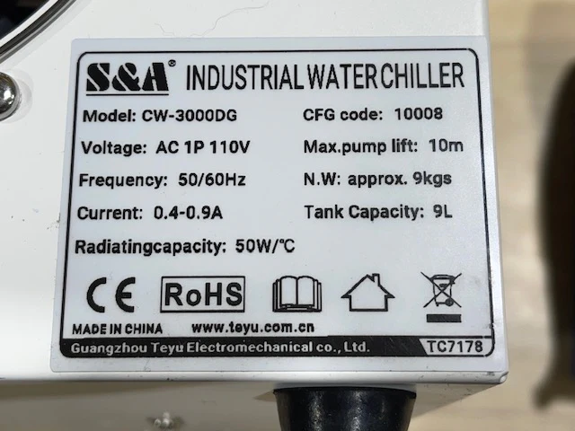 CW-3000 Water Chiller for PwnCNC Spindle Kits & Systems - Image 5
