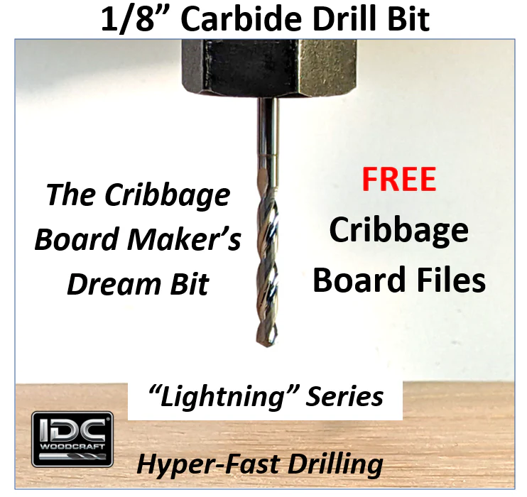 Extreme-Performance 1/8" Drill Bit for CNC Routers, Free Cribbage Files - Image 4