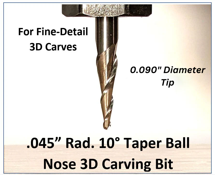 Fine Detail 3D Carving Bit For CNC Routers, 1/4" Shank - Image 3