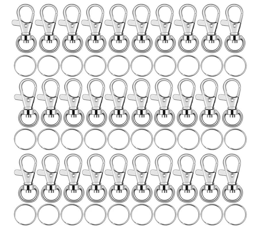 Key Chain Swivel Hooks, Anezus 200pcs Keychain Hardware Metal Swivel Snap Hook Lanyard Clips Hooks with Keychain Rings for Keychain Hardware and Lanyard Charms (Small)