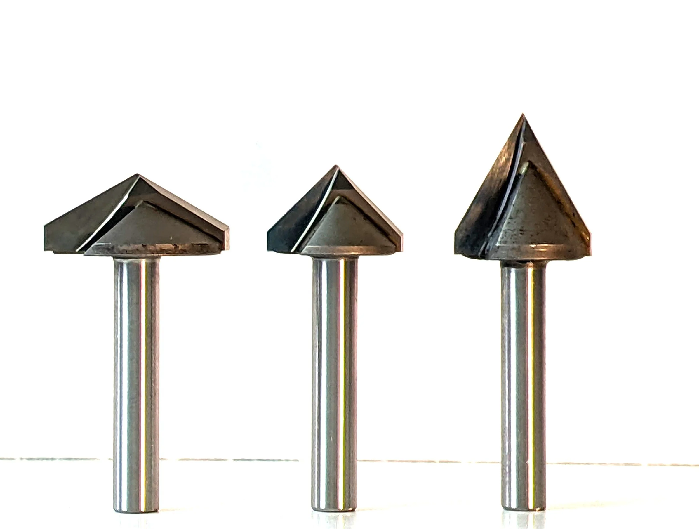 Large Body V-Bit Grooving Set 60, 90, 120 Deg for CNC Routers, 1/4 Shank - Image 2