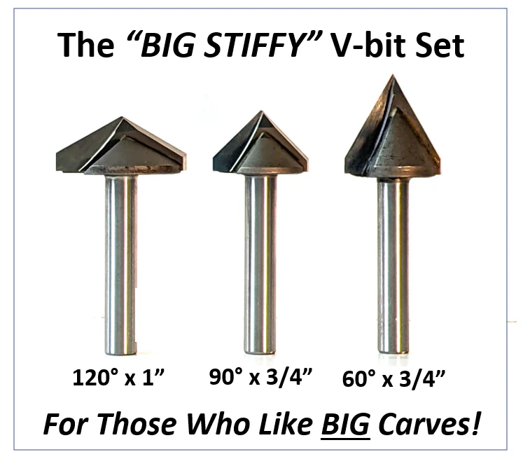 Large Body V-Bit Grooving Set 60, 90, 120 Deg for CNC Routers, 1/4 Shank - Image 6