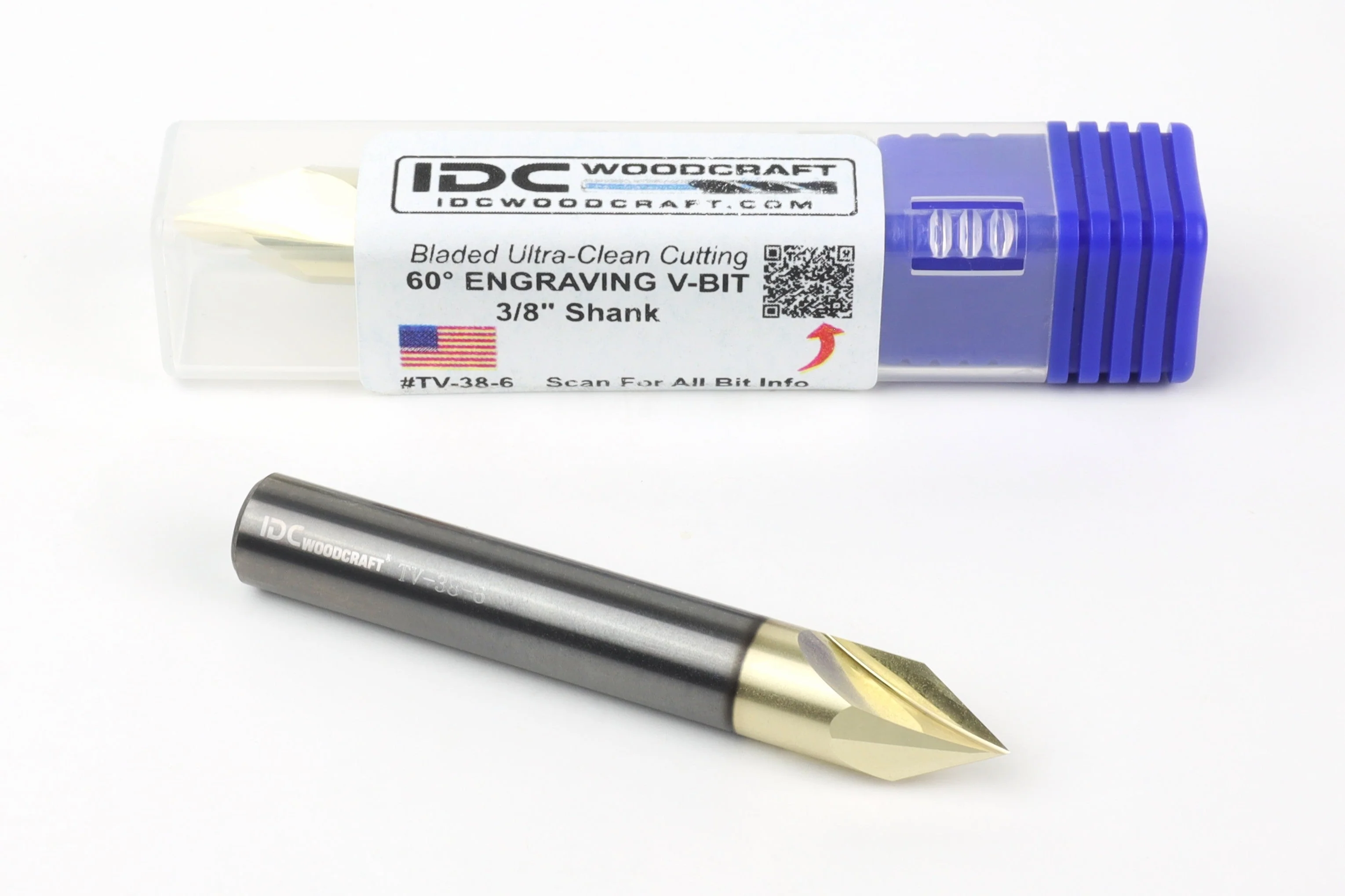 Ultra-Clean Cutting 60 Degree V-bit for CNC Routers, 3/8" Shank - Image 2