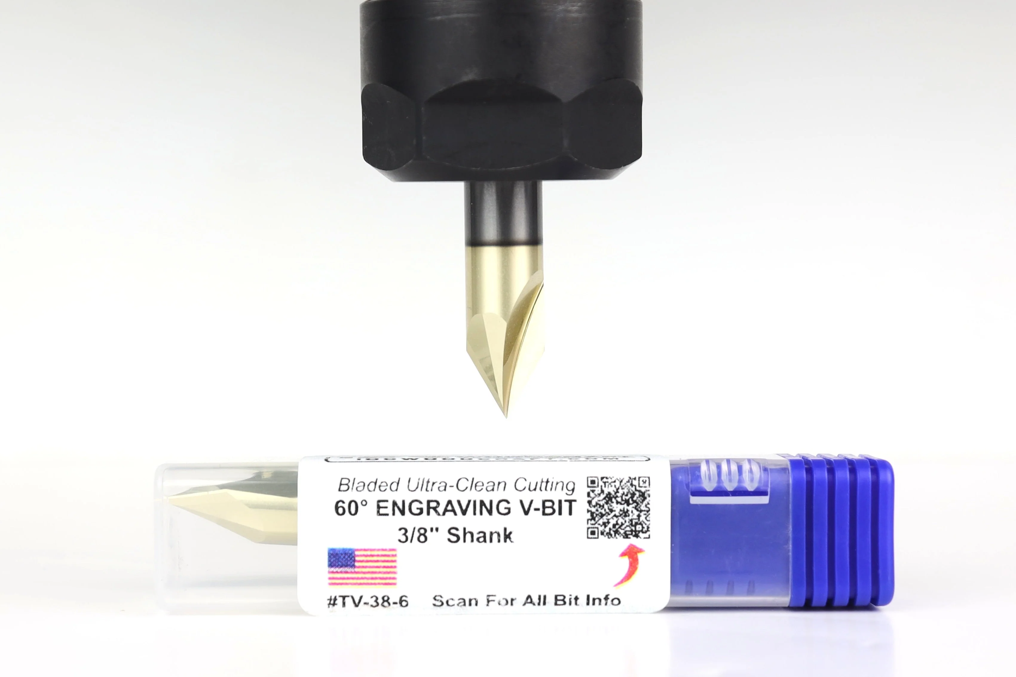 Ultra-Clean Cutting 60 Degree V-bit for CNC Routers, 3/8" Shank - Image 6