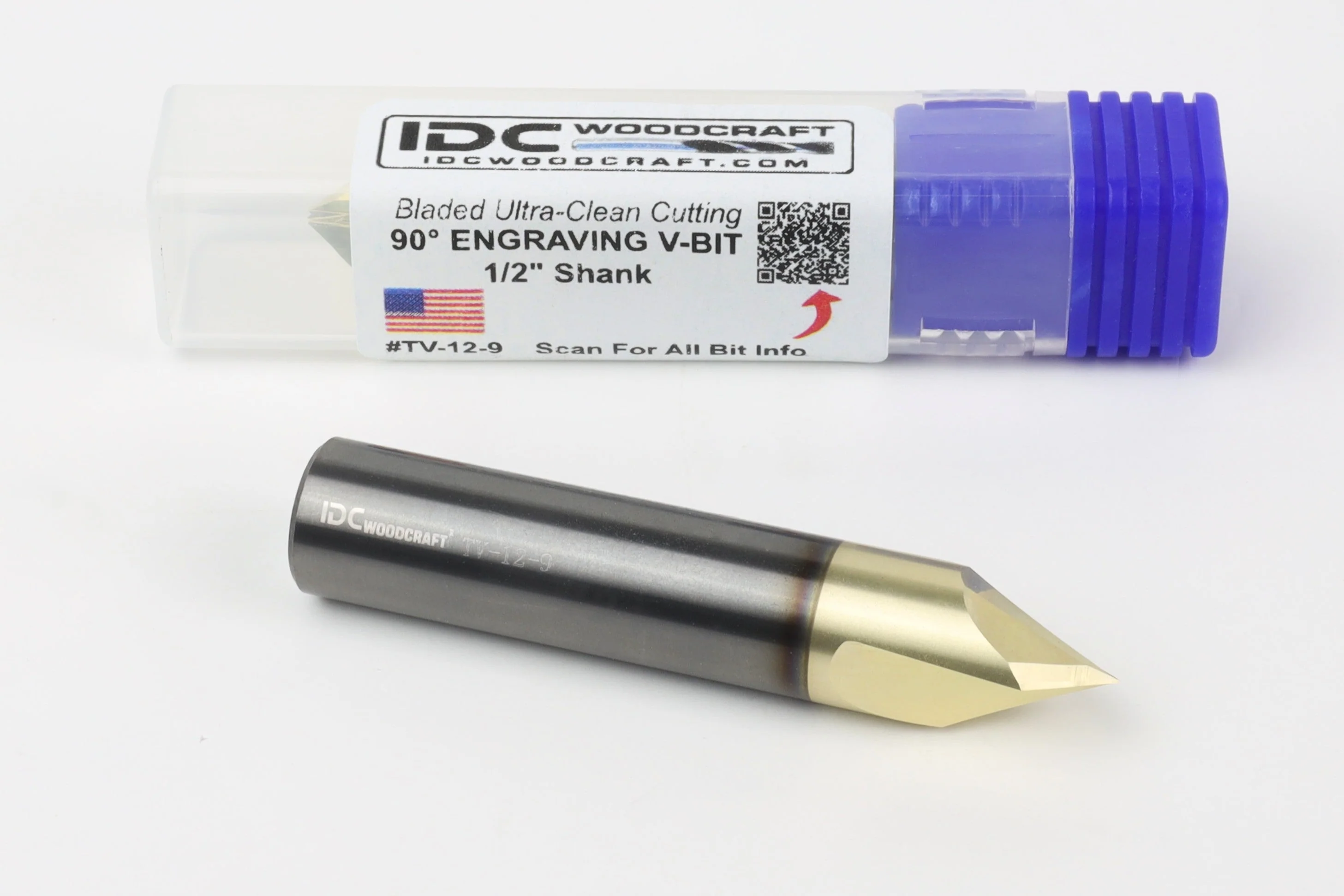 Ultra-Clean Cutting 90 Degree V-bit for CNC Routers, 1/2" Shank - Image 2