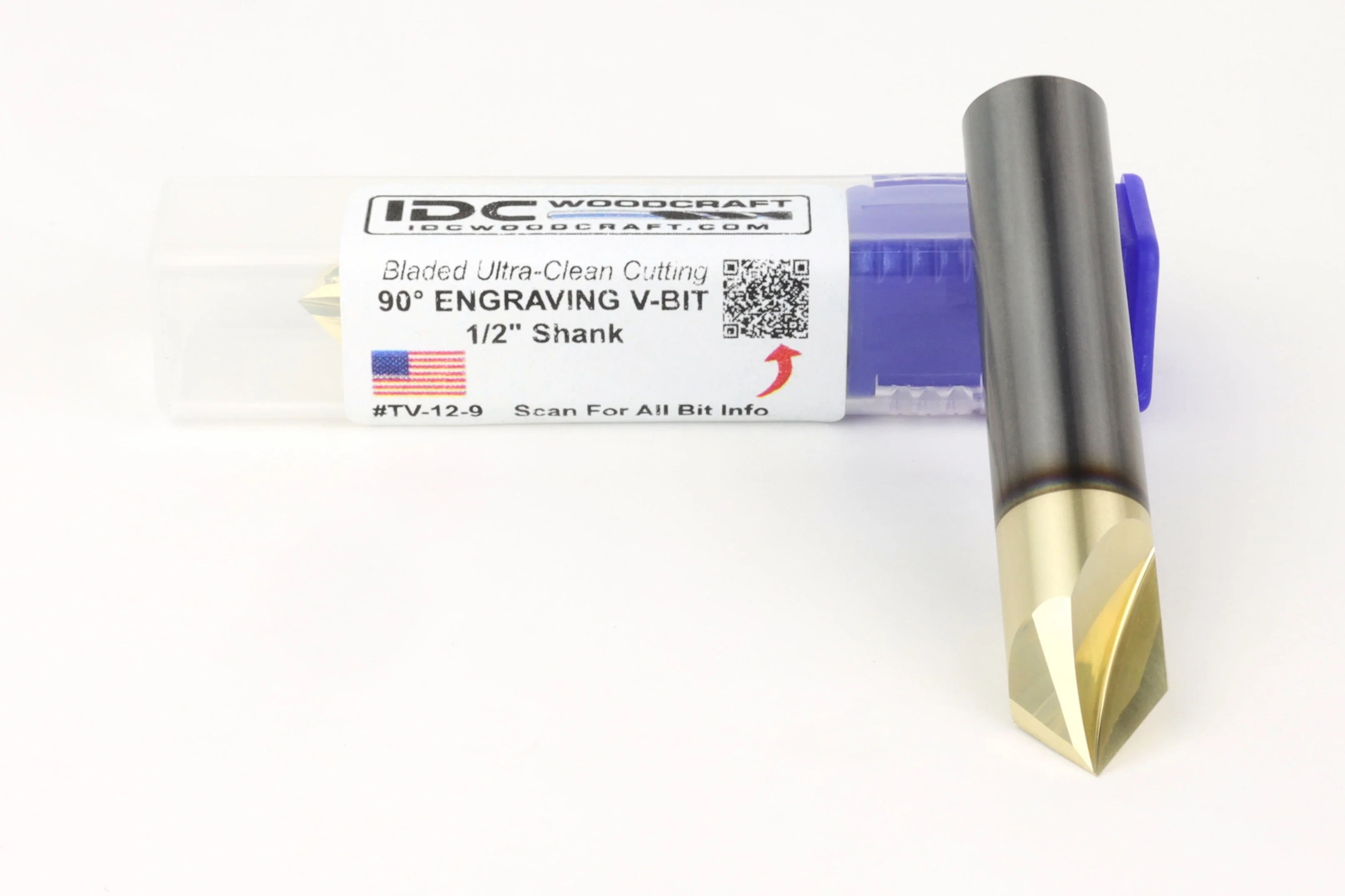 Ultra-Clean Cutting 90 Degree V-bit for CNC Routers, 1/2" Shank - Image 3