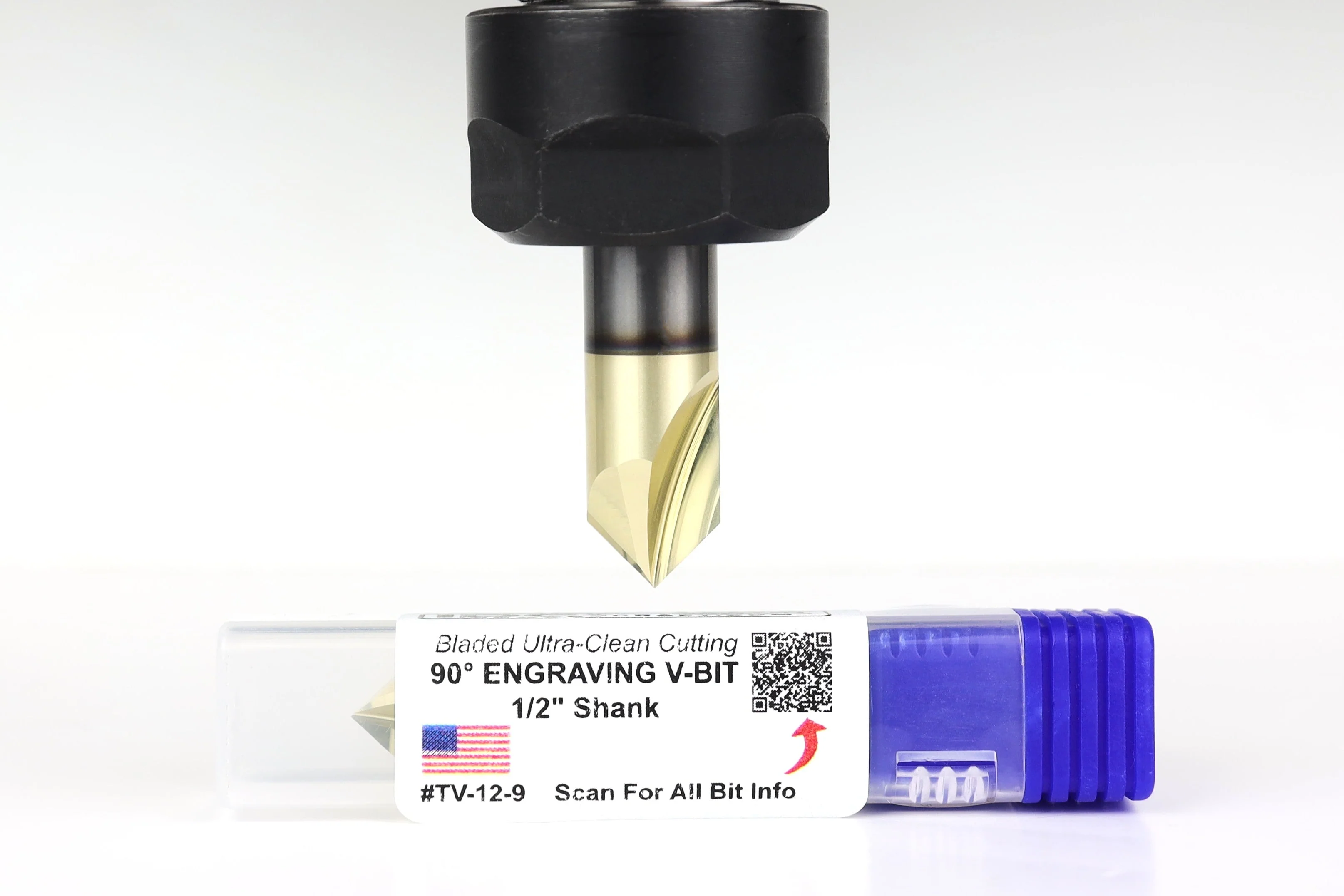 Ultra-Clean Cutting 90 Degree V-bit for CNC Routers, 1/2" Shank - Image 5