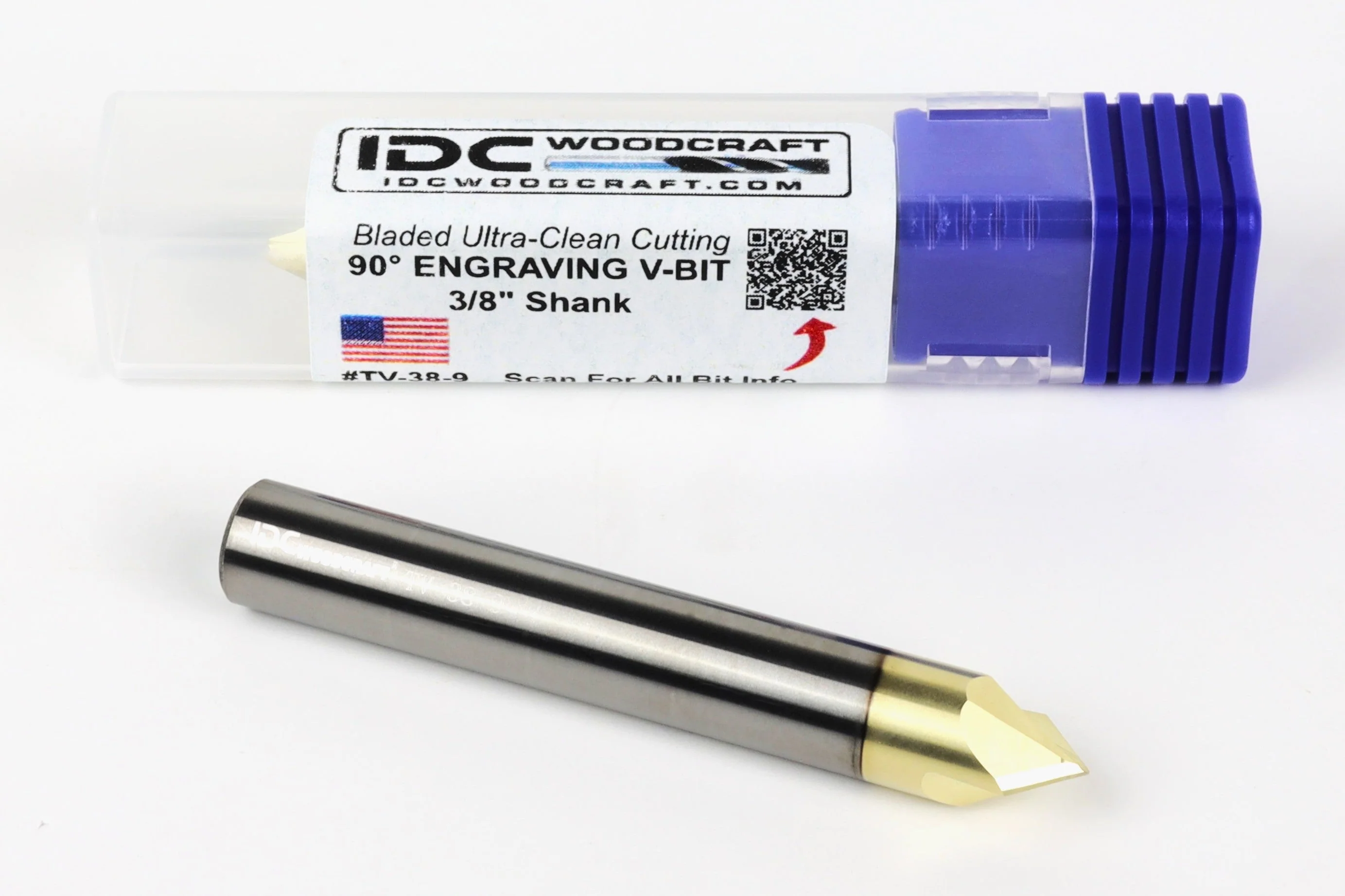 Ultra-Clean Cutting 90 Degree V-bit for CNC Routers, 3/8 Shank - Image 2