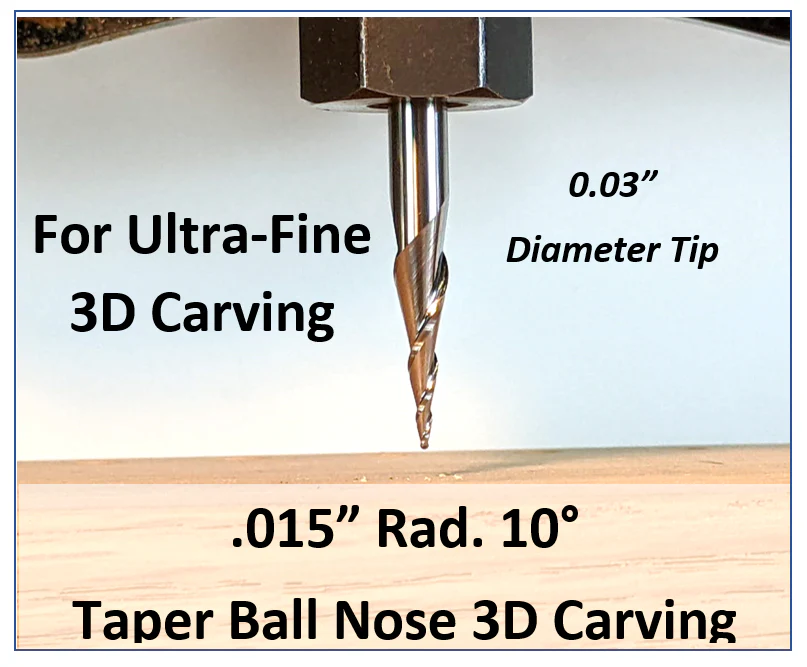 Ultra-Fine Detail Tapered Ball Nose Bit for CNC 3D Carving, 1/4" Shank - Image 6